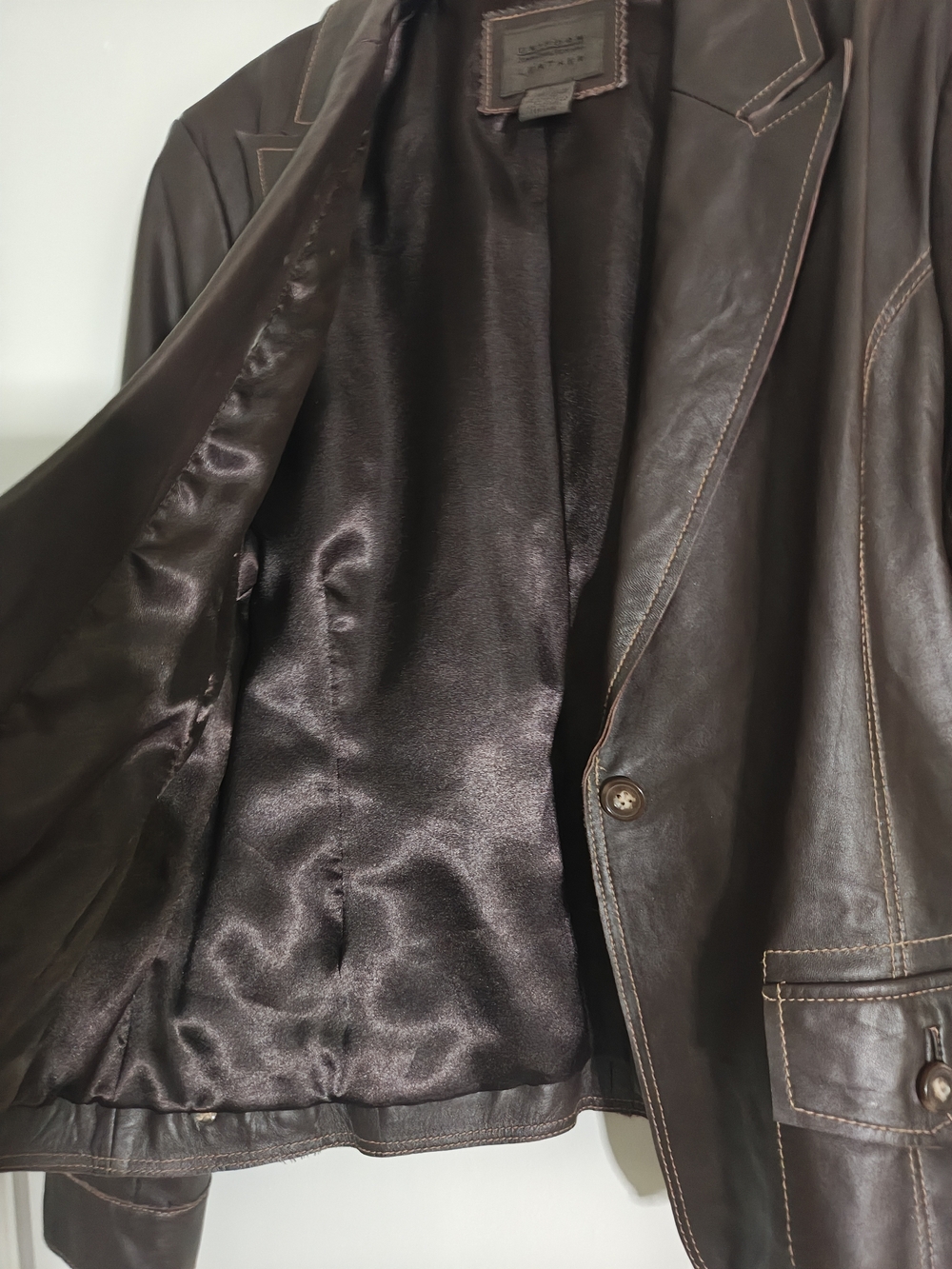 Vintage John paul Richard Genuine Leather Women's Blazer Jacket Deep Brown - Picture 6 of 10